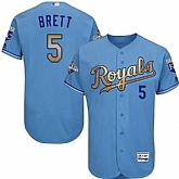 Glued Kansas City Royals #5 George Brett Light Blue FlexBase 2015 World Series Champions Gold Program Baseball Jersey,baseball caps,new era cap wholesale,wholesale hats